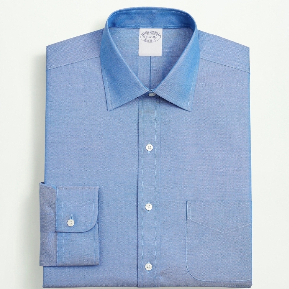 👔Brooks Brothers Stretch Supima  Non-Iron Oxford Ainsley Collar Dress Shirt 👔